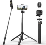 162Cm Téléphone Mobile Caméra Selfie Rod Trépied, Trépied D'Enregistrement Vidéo Extensible Avec Télécommande Sans Fil, Dji Osmo Sport Camera Portable Voyage Trépied[YIN145637]