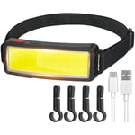 Lampe Frontale led cob, Torche Frontale usb Rechargeable Puissante, étanche Phare 2000 lumens, Lampe de travail pour casque, pour Le Camping,