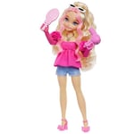 Barbie Dream Besties Doll and Accessories, Barbie “Malibu” Posable Fashion Doll with Wavy Blonde Hair, 11 Makeup and Hair Themed Pieces, HYC21