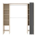 Armoire Wetterhorn, Structure pour dressing avec rideau, Cintre ouvert, 160x50h205 cm, Chêne