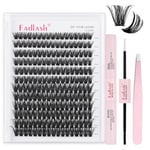 Fadlash Individual Eyelashes Cluster Lashes Kit 0.07 D Curl 12-18mm 80D Eyelashes Extension Kit Natural Cluster Lashes with Lash Glue Bond and Seal,Tweezers Light Fluffy DIY at Home