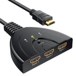 HDMI Switch, GANA Switch HDMI 3 Ports Commutateur HDMI Sélecteur Splitter Man...