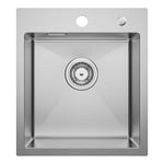 CECIPA Évier de Cuisine 1 Bac, Evier cuisine 40 x 45 cm, Evier inox avec Siphon, Évier Acier inoxydable brossé Carré, Petit Lavabo Cuisine Montage Encastré ou Supérieur, sans Distributeur de Savon