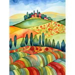 Artery8 Landscape Of Tuscany House On The Hill Folk Art Extra Large XL Wall Art Poster Print