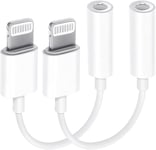 Lot De 2 Adaptateurs Pour Écouteurs Iphone [Certifié Apple Mfi] - Lightning Vers Jack 3,5 Mm - Câble Jack Accessoires Kompatibel Avec Iphone 14/13/12/11/Xs/Xr/X/8/7 Für Alle Ios[QUE070571]