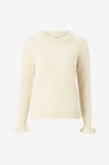 Selected FEMME - Tröja slfSia Ras LS Knit Frill Cuff O-neck - Natur