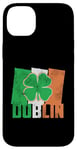 iPhone 14 Plus Shamrock Clover On Vintage Irish Flag Dublin Ireland Pride Case