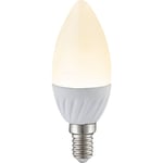 Ampoule blanche lampe en céramique en forme de bougie moderne, 1x douille LED E14 4,9 watts 470 lumens 3000 K blanc chaud, DxH 3,7x9,9