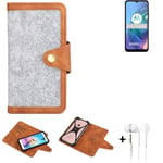 Felt Case + earphones for Motorola Moto G10 Cover light grey