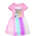 Bluey Princess Cosplay Dress Flickspel Rollspel Kostym Födelsedagsfest Scen Uppträdande Barn Karneval Tjusiga kläder Pink 130cm