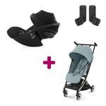 Cybex Pack Poussette Duo Libelle Stormy Blue + adaptateurs Coque Cloud G i-Size Moon Black