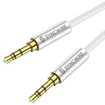 SYNCWIRE Aux Cable 3.5 mm Audio Cable - 1 m Nylon Jack Cable for Headphones, Apple iPhone iPod iPad, Echo Dot, Home/Car Stereos, Smartphones, MP3 Players and More - Silver