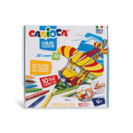 Carioca Set Pop-Up Jet Junior pour Le Coloriage et La Construction, Jeu de 10 Marqueurs Super Lavables à Double Extrémité, Fins et Moyens.