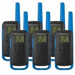 6 x Motorola T62 Two Way Radio Walkie Talkie Blue 8KM PMR446 Licence Free Six