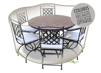 Housse table ronde + chaises - 6 personnes - gris mastic