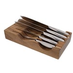 Jean Dubost BS288520X00232 Bloc de Rangement en Bois avec 5 Couteaux de Cuisine, Marron, 22cm x 9cm x 37cm