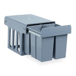 Relaxdays Built-In Kitchen Bin, Pull Out, Under Counter Waste Separation System, Plastic, 4x8 L, HWD: 35x34x48 cm, Grey