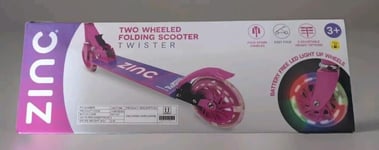 ZINC 'TWISTER' PINK Folding scooter with battery free light up wheels - See Desc