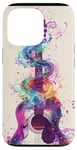 Coque pour iPhone 13 Pro Guitare ethnique vintage violette avec motif fumé coloré