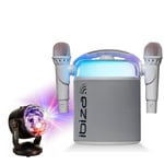 Pack Karaoké Enceinte Portable Autonome Bluetooth Ibiza KARAHOME-WH 120W USB SD 2 micros - Effet Astro LED - Fête Enfant Boum