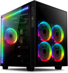 Boîtier PC EATX/ATX en Verre trempé à Deux Chambres AI Crystal Cube AR V3 avec 5 Ventilateurs PWM RGB / 2 Bandes de Del - Noir