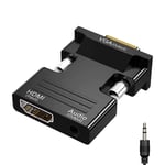 Black Adaptateur convertisseur femelle vers VGA mâle compatible HDMI avec câble audio 3.5mm, PS4, moniteur, budgétaire, PC, ordinateur portable, 1080P HD vers VGA ""Nipseyteko