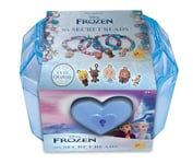 Lisciani - FROZEN : COFFRET DE PERLES SECRETES - Kit Création de Bijoux pour Enfants dès 3 Ans - Coffre avec Serrure et clé - Perles Coloré et Charms Reine Des Neiges - Réaliser Bracelets et Colliers