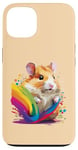 Coque pour iPhone 13 hamster accessoire drôle meme animaux anniversaire enfant multicolore