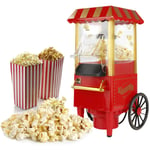 Machine à Pop Corn, 1200W Retro Machine à Popcorn avec Air Chaud, Sans Gras Huile, Facile á L'utilisation, Rouge