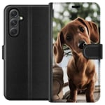 Samsung Galaxy A35 Svart Plånboksfodral Ung Hund