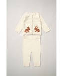 Rock A Bye Baby Unisex True Knit Bunny Cardigan And Trousers Outfit Set - Cream - Size 3-6M