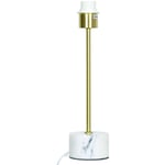 Pied De Lampe Skinny Métal Doré Satiné Base Marbre Blanc - Blanc