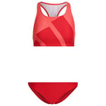 Adidas H62033 B Bars Bikini Swimsuit Women's Top:semi Turbo Bottom:Vivid RED S21 M