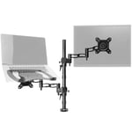 Duronic DM35L1X1 Support de Moniteur et Support d'Ordinateur Portable PC à Pince pour Bureau | Rotatif/Inclinable/Pivotable | Compatibilité Universelle avec Moniteur VESA 75/100