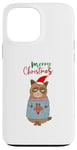 Coque pour iPhone 13 Pro Max Pull Moche de Noël Chat ronchon grognon avec Bonnet de Noël