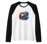 Splash Art Vintage Television TV Retro 70s 80s Raglan Baseball Tee