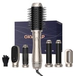 Airstyler 6 en 1 OKWRAP Brosse Soufflante Air Styler set Hair Styler Avec 6 Accessoires Seche Cheveux Fer a Boucler Brosse Soufflante Brosse Lissante Pour Cheveux, Kit de coiffure Pour Sécher