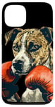 Coque pour iPhone 13 Costume de chien de boxe cool pour les fans d'animaux et de gants de combat