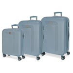 Movom Riga Set de Bagages Bleu 55/70/80 cms Rigide ABS Serrure à combinaison 217L 4 roues doubles Bagage à main