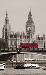 Poster vertical XL déco LONDON BUS 150 x 240 cm | Trompe l'œil Déco murale Qualité HD Scenolia