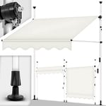 tillvex Store Banne Manuel rétractable avec manivelle pour Le Balcon | Marquise de terrasse sans percement | Marquise Soleil de Balcon auvent téléscopique (Beige, 350cm)