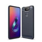 Asus ZenFone 6 (ZS630KL) Skal Borstad Kolfiber - Mörkblå