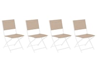 Lot De 4 Chaises De Jardin Pliante Métal Modula Blanc Et Lin- Hesperide