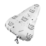 lucky-bonbon Doodle Crown Fashion Waterproof Keep Dry Bike Seat Cover The Perfect Bicycle Seat Cover Waterproof Sunscreen And Dustproof For All Bicycle Exercise.