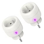 Prise Connectee Wifi,Mesure Consommation Electrique,16A Wattmetre Prise Intelligente Compatibles Avec Alexa,Google Home,Smart Life App,Type E Prise,Lot De 2 Prise