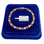 Bracelet Tennis Billes 5mm Rose Pl. or Jaune 18k avec des Cristaux Swarovski B04