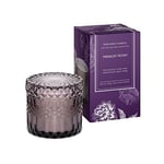 Dekohelden24 Bougie parfumée Midnight Peony dans un pot décoratif violet senteur pivoine foncée, musc, rose, bois de cèdre, Water Notes, dimensions : H/Ø 9 x 8 cm, 150 g