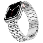 SUNFWR Compatible avec Bracelet Apple Watch 45mm 44mm 42mm(Series 3/2/1) pour Hommes Femmes, Bracelet en Métal en Acier Inoxydable pour iWatch Séries 9/8/7/6/5/4/3/2/1/SE/SE2(Argent)