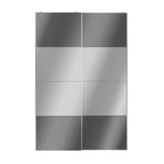 Portes de placard coulissantes 2 vantaux panneaux anthracite brillants et miroir GoodHome Atomia H. 225 x L. 150 x ép. 5,5 cm