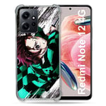 Cokitec Coque Renforcée en Verre Trempé pour Xiaomi Redmi Note 12 4G Manga Demon Slayer Tanjiro